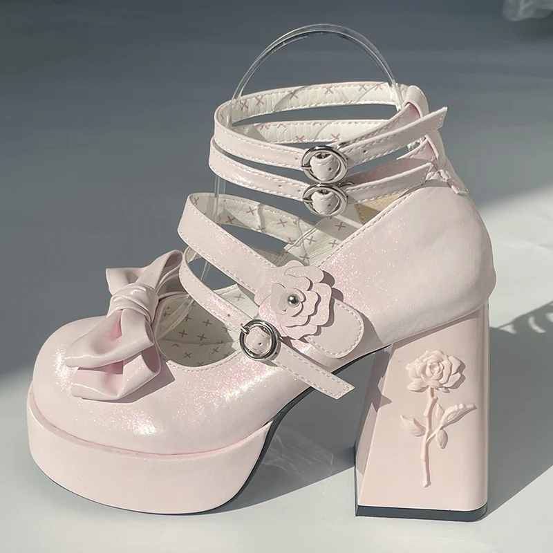 Dreamland - 11 cm Sweet Lolita Shoes with High Platform & Rose Print Heel - Image 11