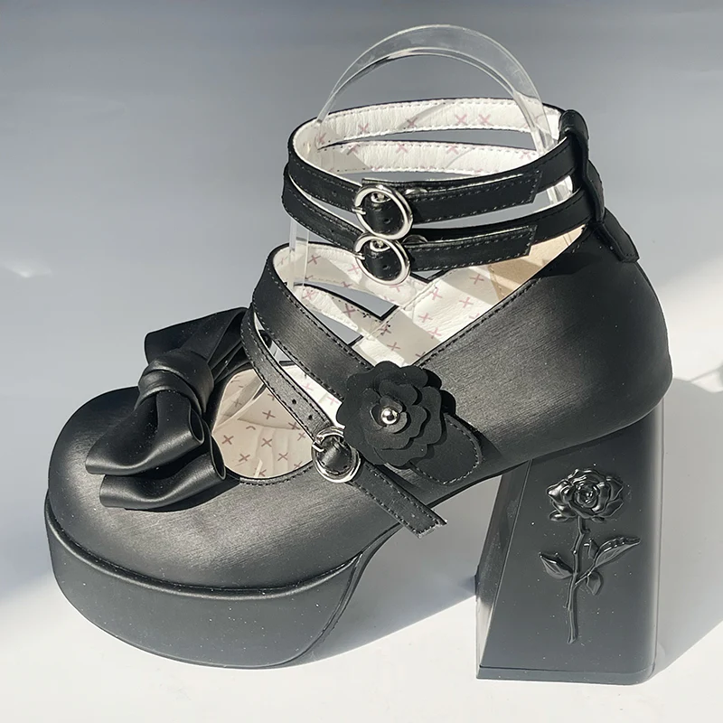 Dreamland - 11 cm Sweet Lolita Shoes with High Platform & Rose Print Heel - Image 12