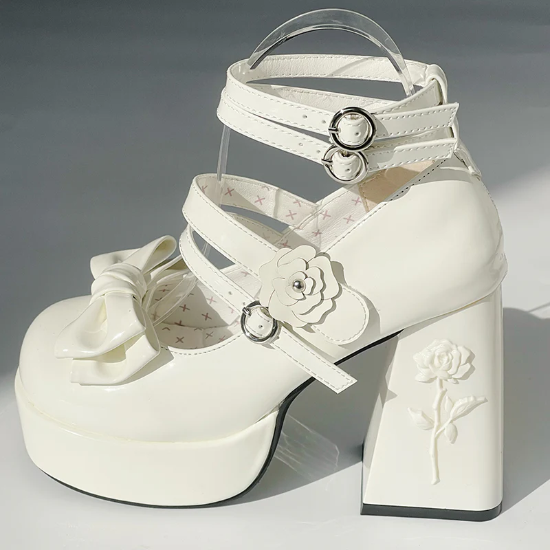Dreamland - 11 cm Sweet Lolita Shoes with High Platform & Rose Print Heel - Image 14