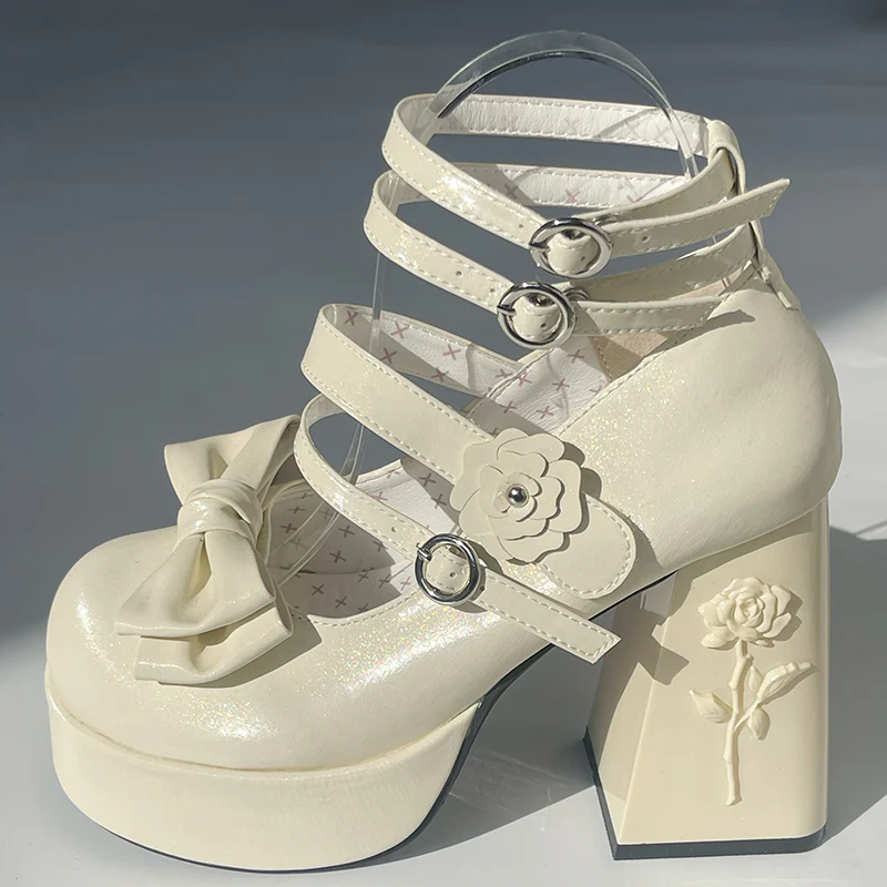 Dreamland - 11 cm Sweet Lolita Shoes with High Platform & Rose Print Heel - Image 15