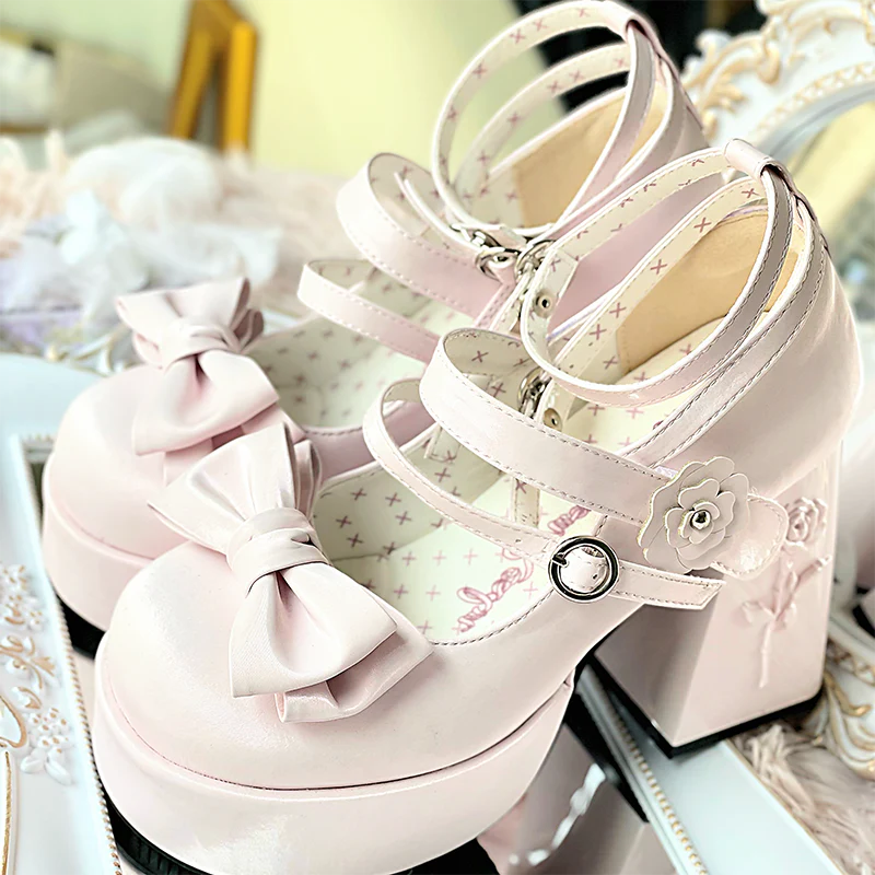Dreamland - 11 cm Sweet Lolita Shoes with High Platform & Rose Print Heel - Image 16