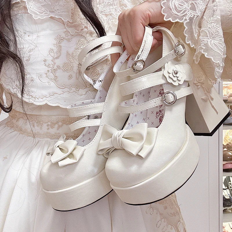 Dreamland - 11 cm Sweet Lolita Shoes with High Platform & Rose Print Heel - Image 17