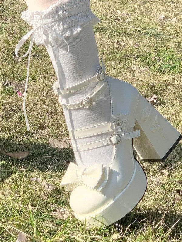 Dreamland - 11 cm Sweet Lolita Shoes with High Platform & Rose Print Heel - Image 19