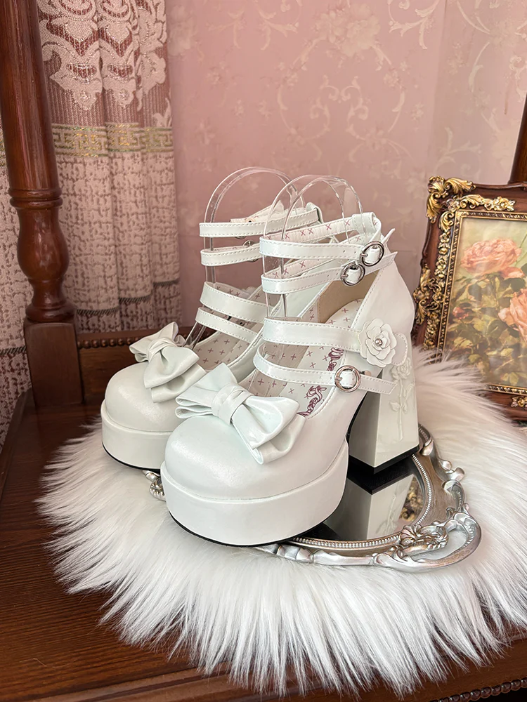 Dreamland - 11 cm Sweet Lolita Shoes with High Platform & Rose Print Heel - Image 5