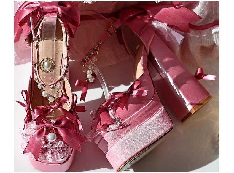Bowknot Dream - 14 CM Sweet Lolita High Platform Shoes with Chunky Heel - Image 11