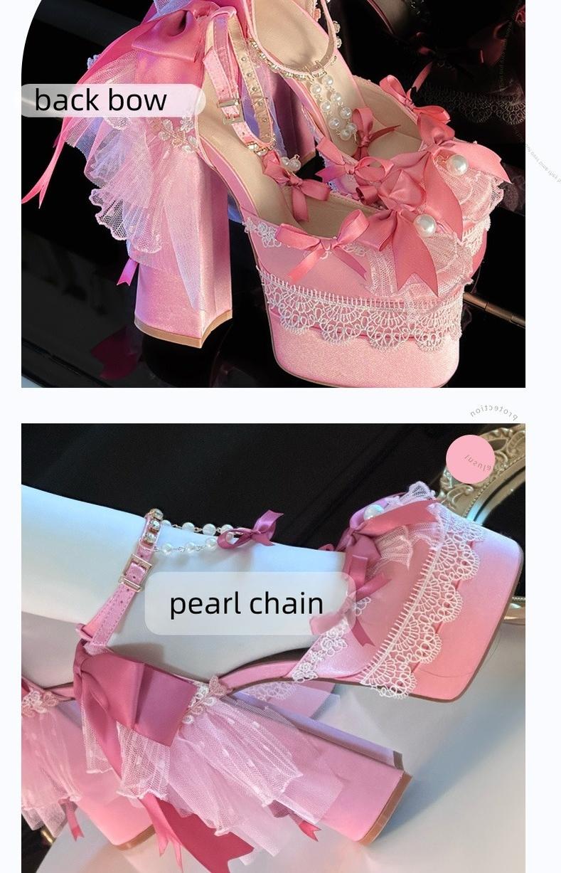Bowknot Dream - 14 CM Sweet Lolita High Platform Shoes with Chunky Heel - Image 13