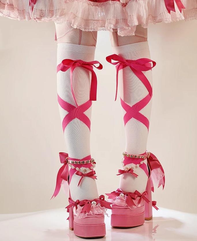 Bowknot Dream - 14 CM Sweet Lolita High Platform Shoes with Chunky Heel - Image 3
