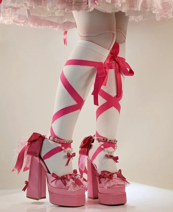 Bowknot Dream - 14 CM Sweet Lolita High Platform Shoes with Chunky Heel - Image 4
