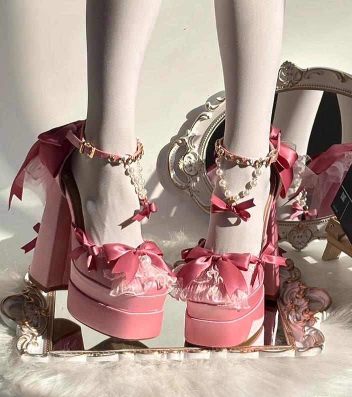 Bowknot Dream - 14 CM Sweet Lolita High Platform Shoes with Chunky Heel - Image 6