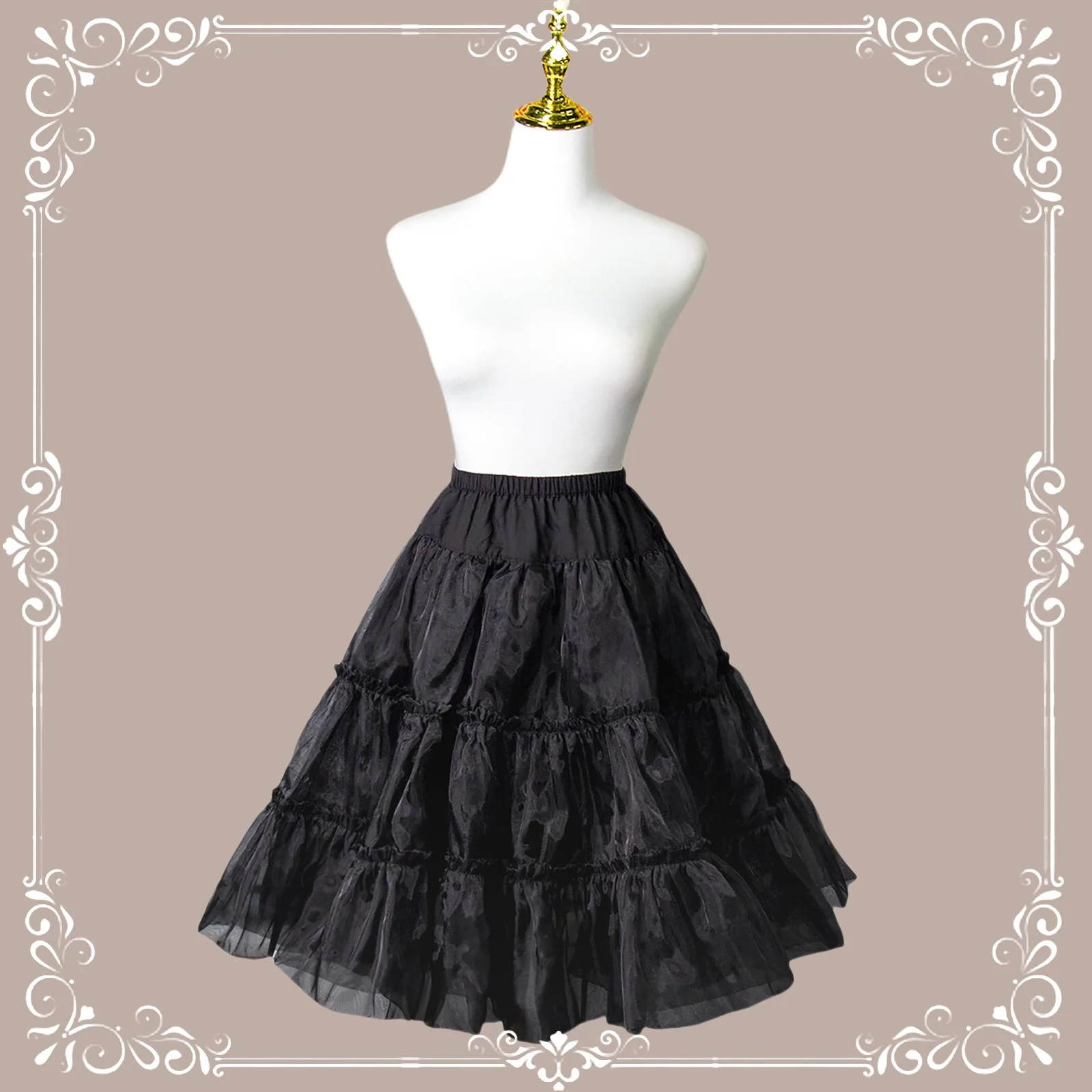 Mini A-line Lolita Petticoat, 23.6" (60 cm), Cotton Lining - Image 8