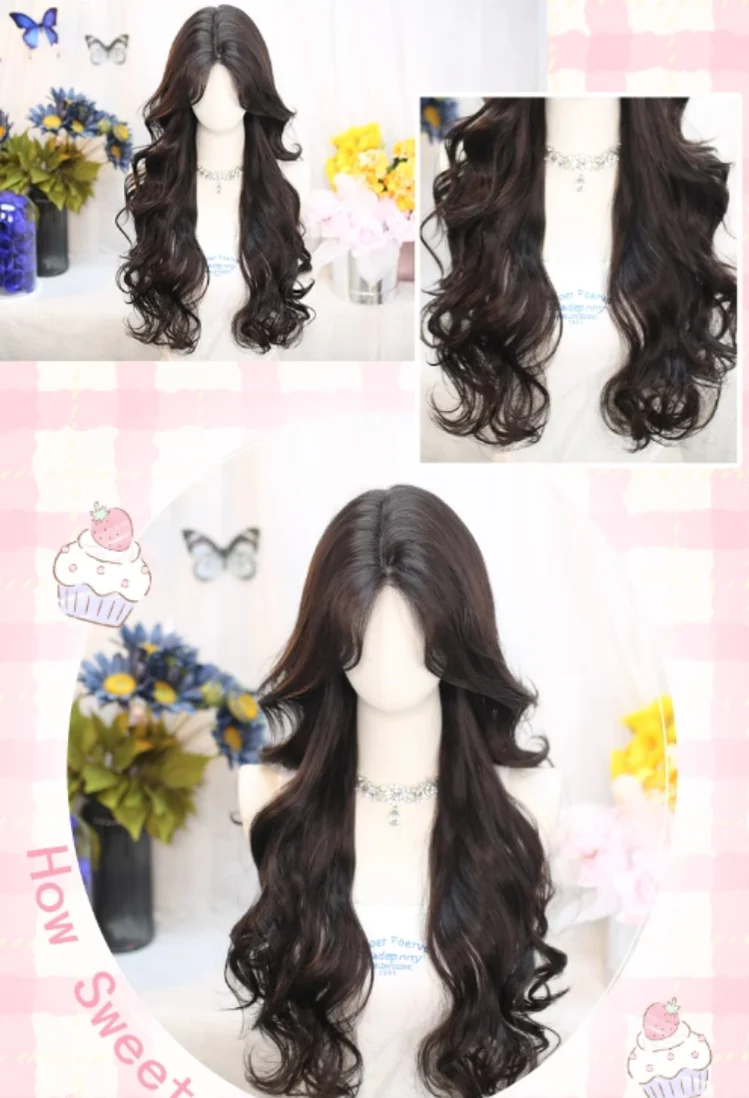 Dalao Home - Flower Season - 70 CM Lolita Wig Long Curls Eight Character Bangs - Image 4