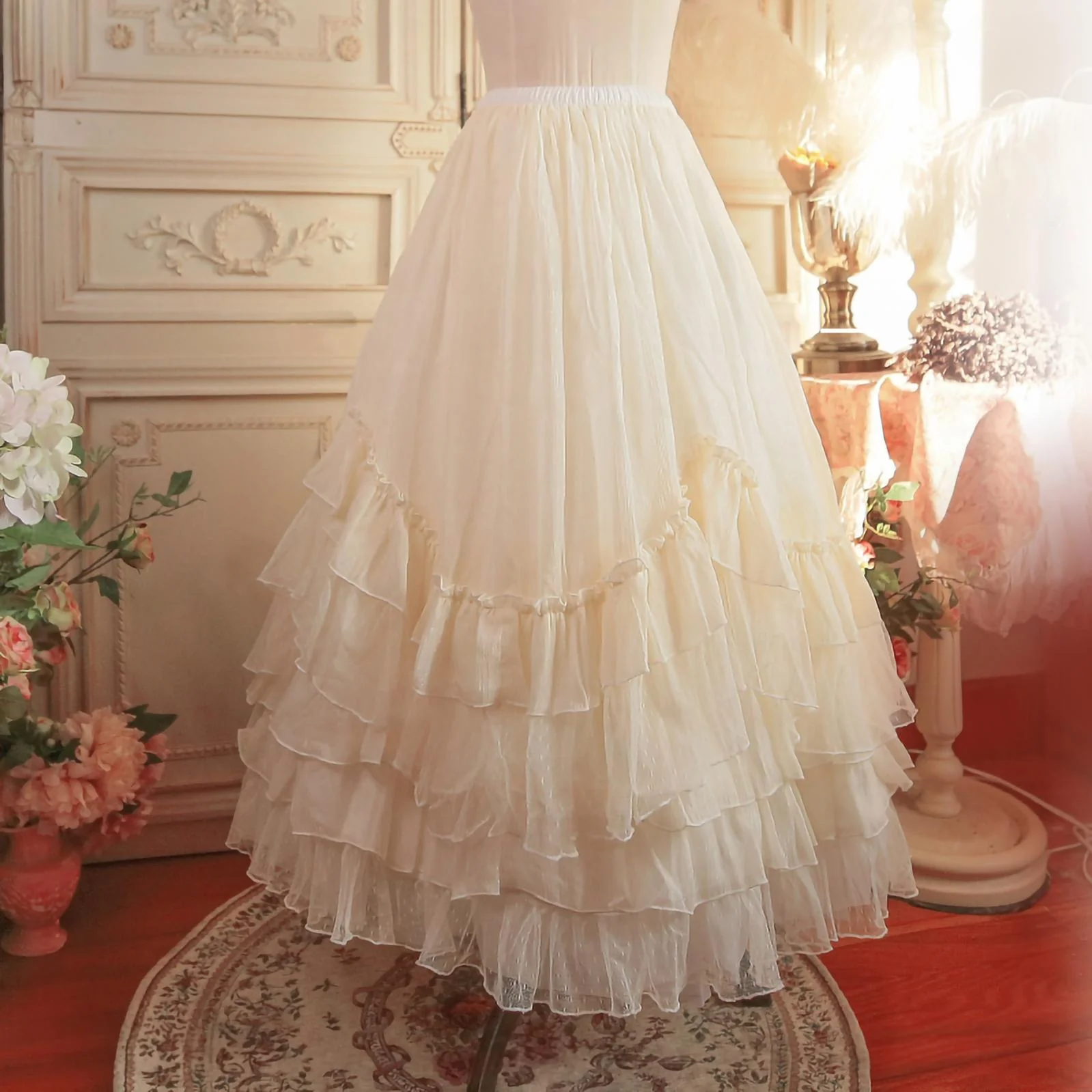 Long Dailywear A-Line Lolita Petticoat, 30.7" (78 cm), Cotton Lining - Image 3