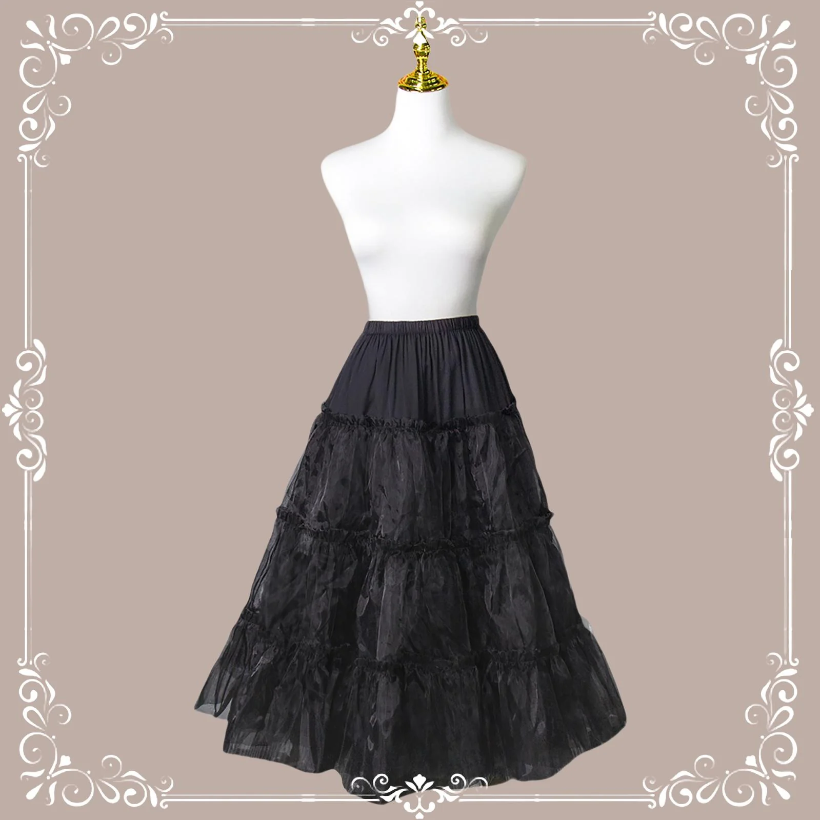 Long Dailywear A-Line Lolita Petticoat, 30.7" (78 cm), Cotton Lining - Image 7