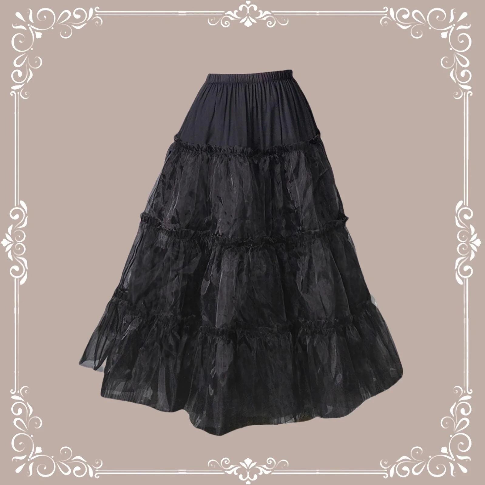 Long Dailywear A-Line Lolita Petticoat, 30.7" (78 cm), Cotton Lining - Image 8