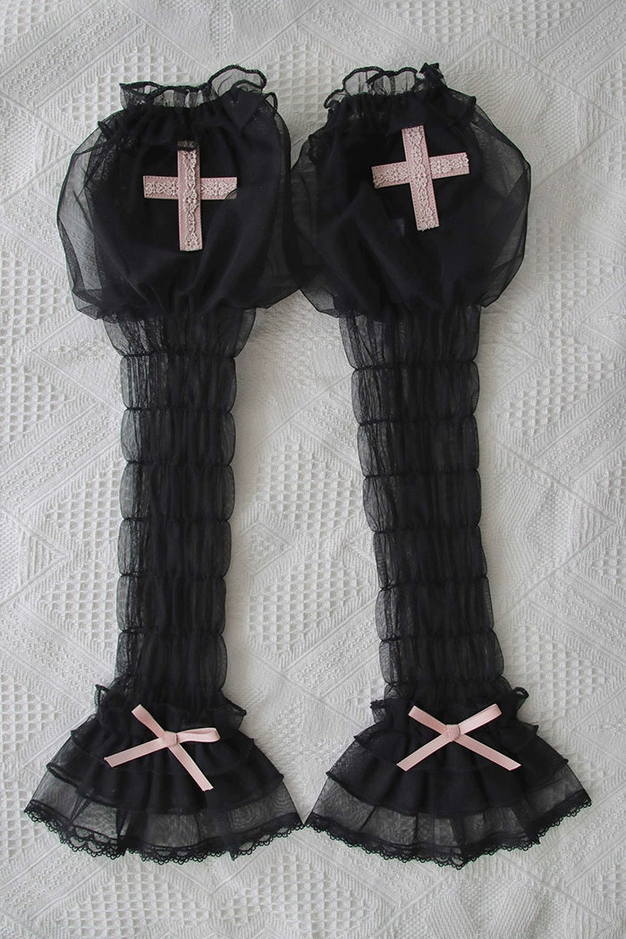 Alice Girl - Cross Maiden - Gothic Lolita Cuffs Puff Arm Sleeves - Image 12