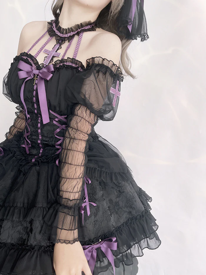 Alice Girl - Cross Maiden - Gothic Lolita Cuffs Puff Arm Sleeves - Image 28