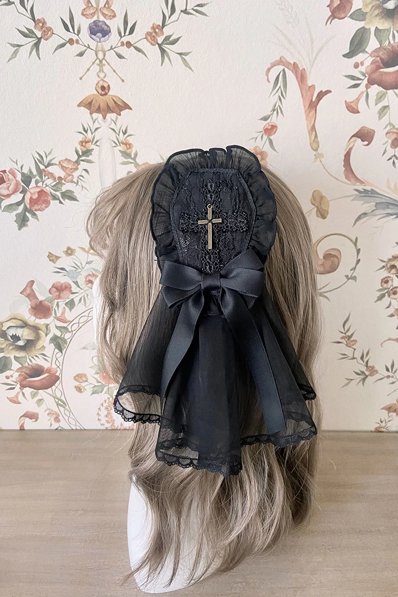 Alice Girl - Cross Maiden - Gothic Lolita Hair Clips Veil Headbow - Image 3