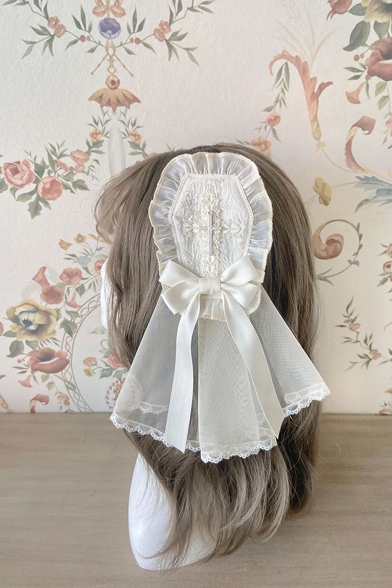 Alice Girl - Cross Maiden - Gothic Lolita Hair Clips Veil Headbow - Image 4