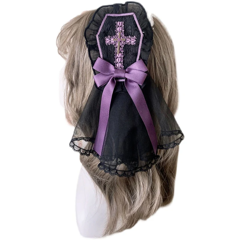 Alice Girl - Cross Maiden - Gothic Lolita Hair Clips Veil Headbow - Image 5