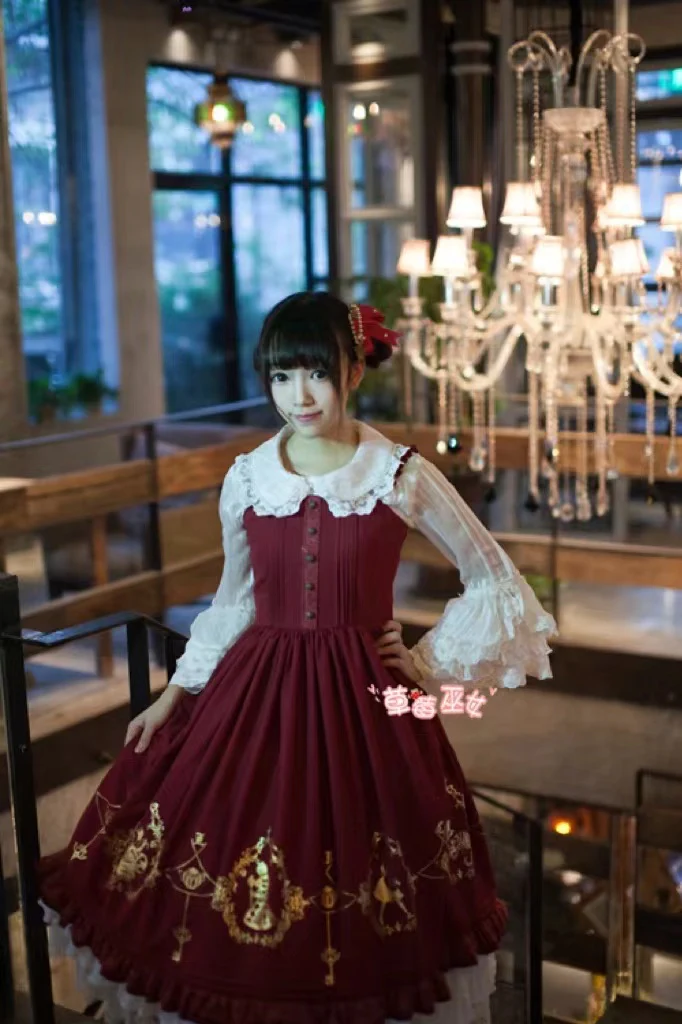 Alice in Wonderland - Classic Lolita JSK Dress Gold Foil Printing - Image 8