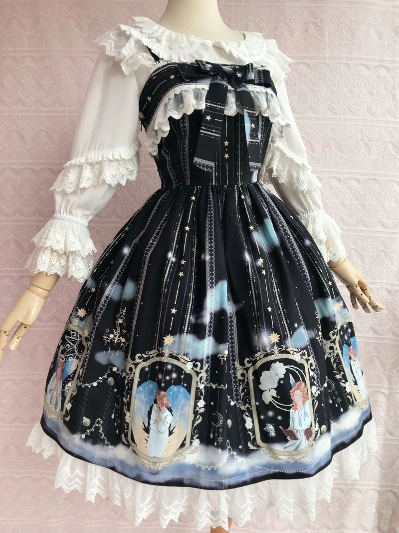 Oriel's Blessing - Angel-themed Printed Lolita Jumper Dress - Image 6