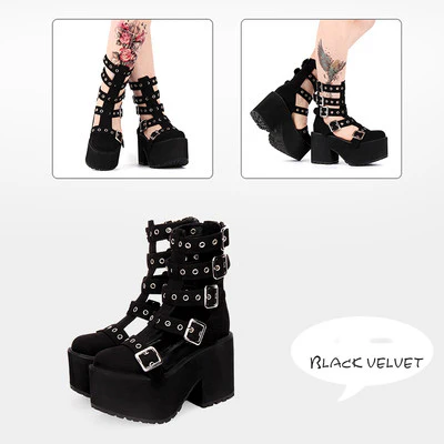 Angelic Imprint - Gothic Lolita Punk Platform Boots Sandals - Image 13