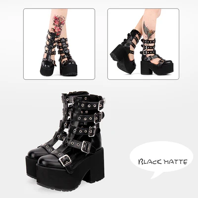 Angelic Imprint - Gothic Lolita Punk Platform Boots Sandals - Image 14