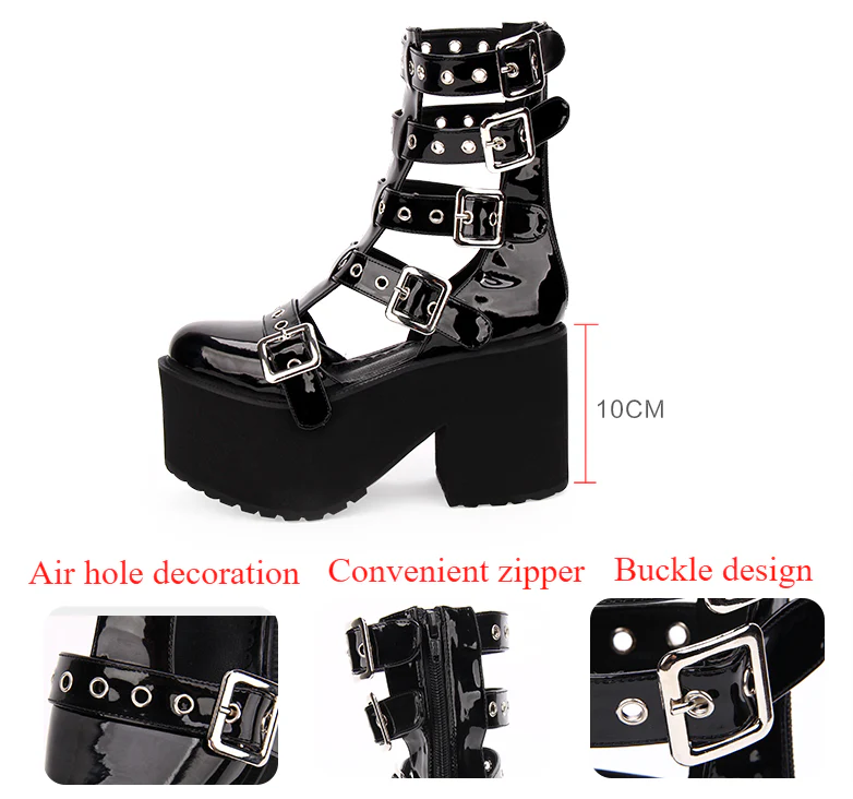 Angelic Imprint - Gothic Lolita Punk Platform Boots Sandals - Image 4