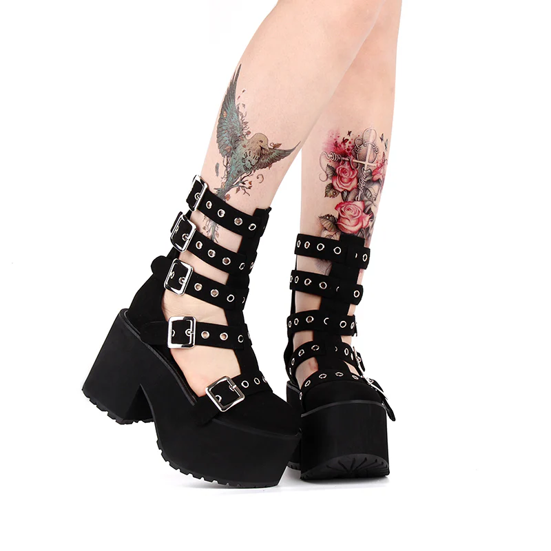 Angelic Imprint - Gothic Lolita Punk Platform Boots Sandals - Image 6