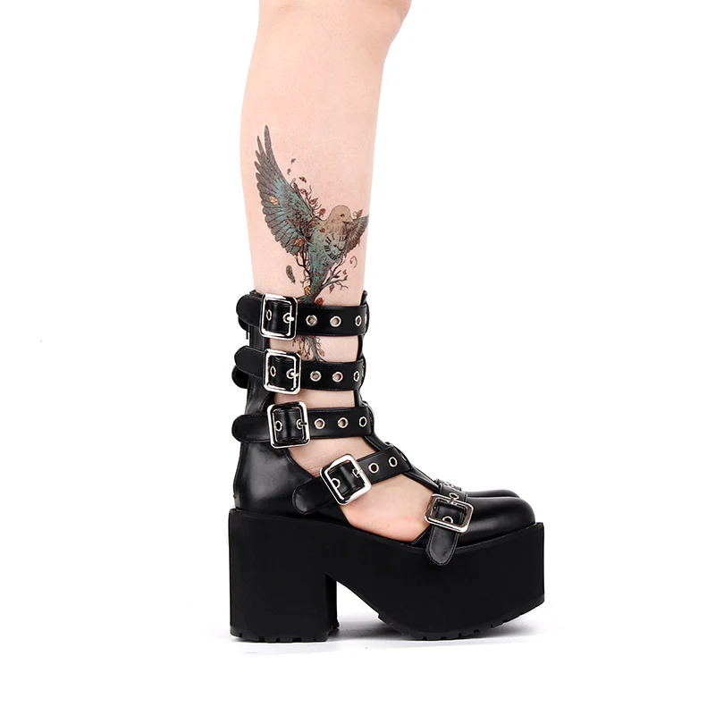 Angelic Imprint - Gothic Lolita Punk Platform Boots Sandals - Image 7