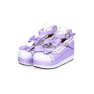 Angelic imprint - Multicolors Sweet Bow Lolita Platform Shoes - Image 5