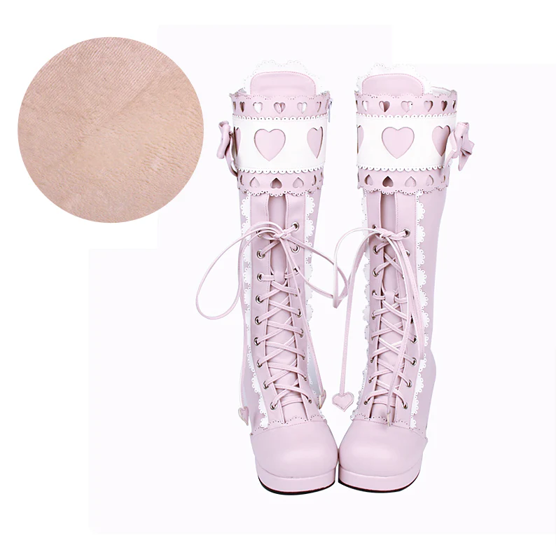 Angelic Imprint - Sweet Multicolor Thick Heel Lolita Boots - Image 12