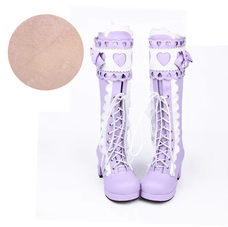 Angelic Imprint - Sweet Multicolor Thick Heel Lolita Boots - Image 13