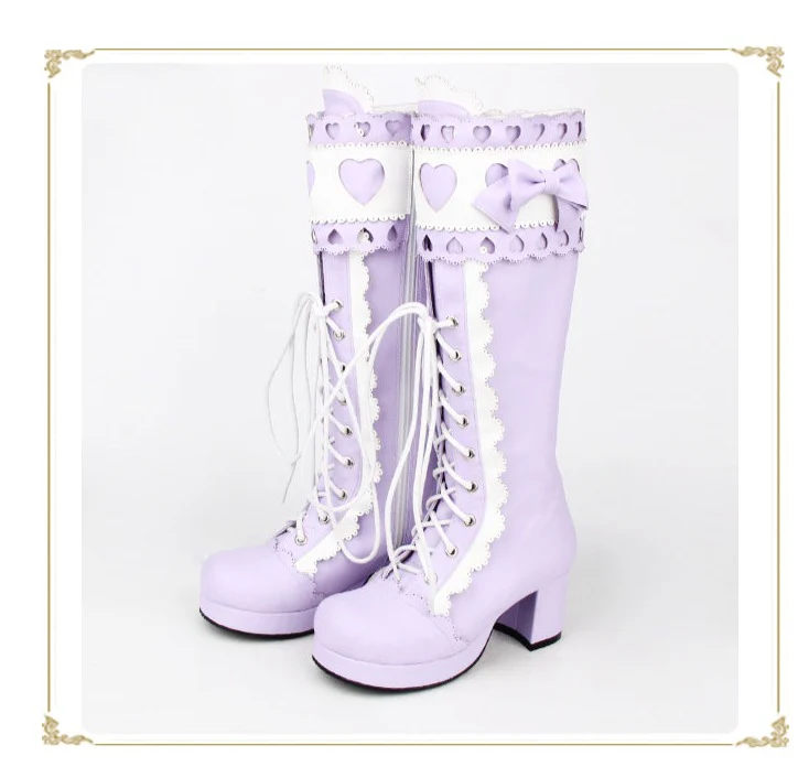 Angelic Imprint - Sweet Multicolor Thick Heel Lolita Boots - Image 3