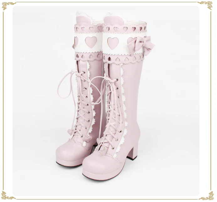 Angelic Imprint - Sweet Multicolor Thick Heel Lolita Boots - Image 4
