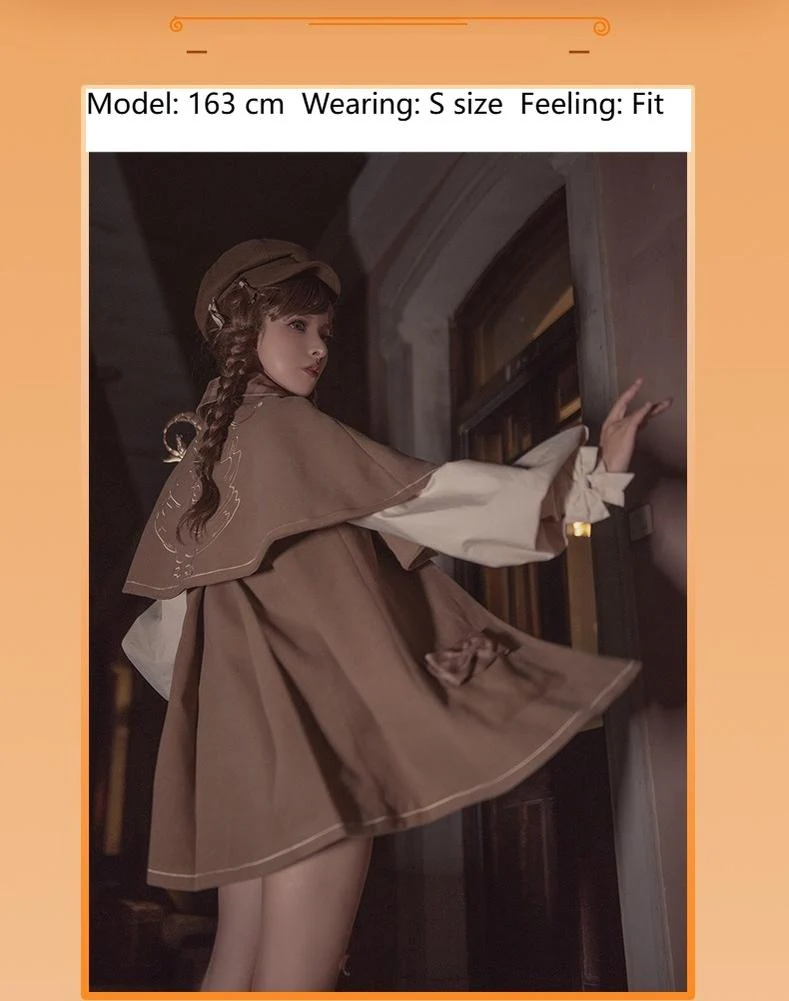 Piggy Bun - Detective Goose - Autumn Winter Lolita Cape Retro Cute Woolen Lolita Coat - Image 3