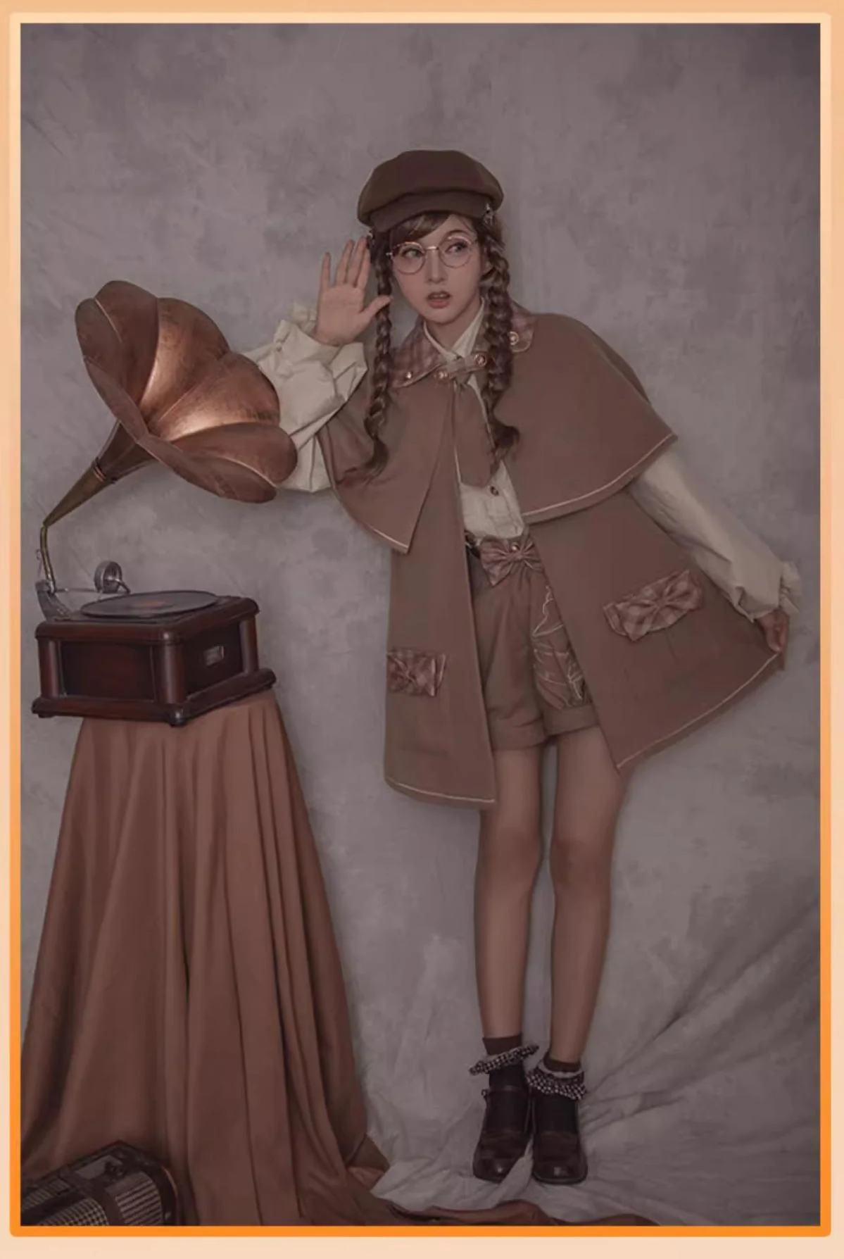 Piggy Bun - Detective Goose - Autumn Winter Lolita Cape Retro Cute Woolen Lolita Coat - Image 4