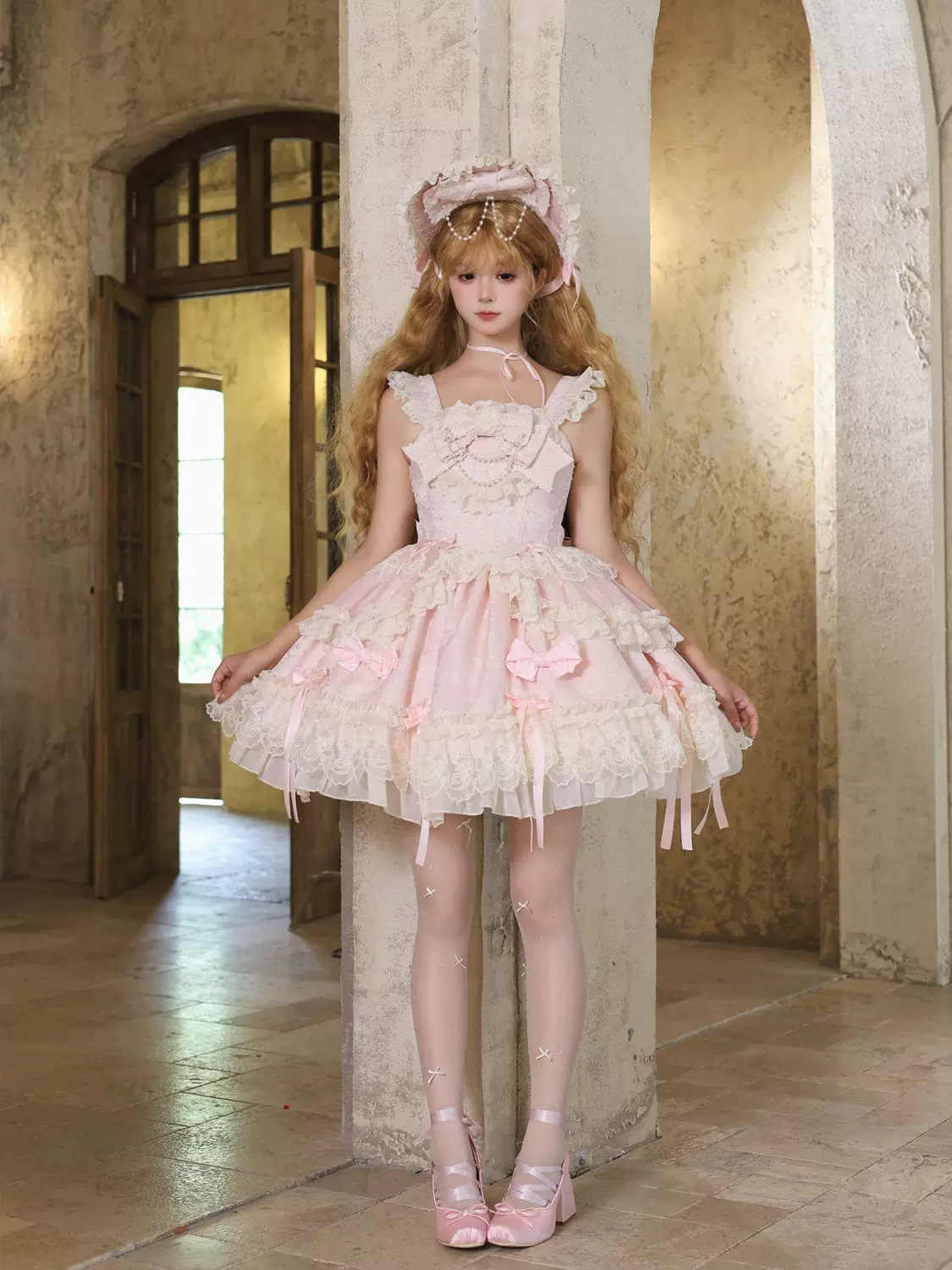 Blooming Love - Ballet-inspired Sweet Lolita JSK Dress, Lace & Bows - Image 10