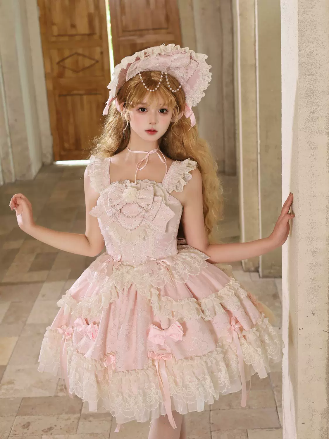 Blooming Love - Ballet-inspired Sweet Lolita JSK Dress, Lace & Bows - Image 11