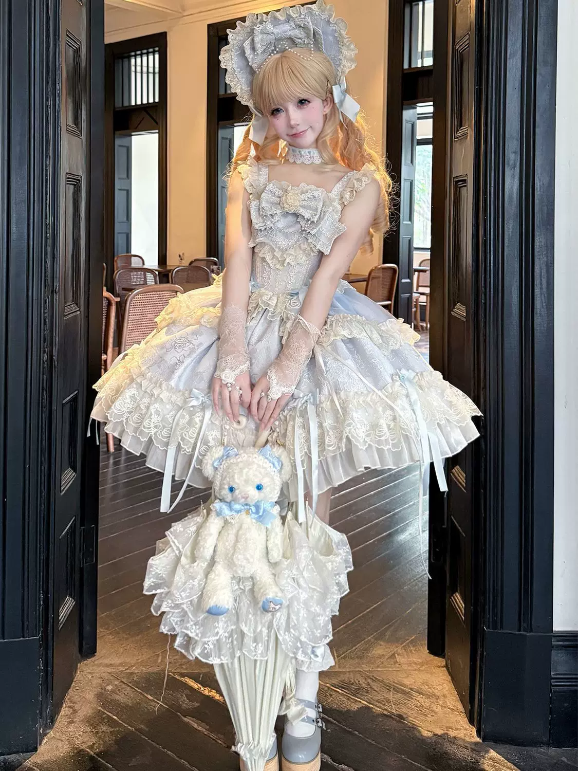 Blooming Love - Ballet-inspired Sweet Lolita JSK Dress, Lace & Bows - Image 12