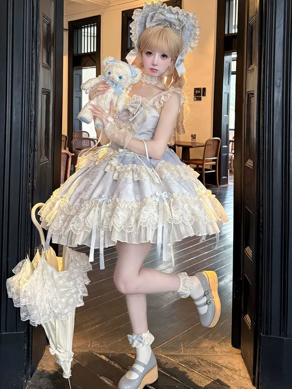 Blooming Love - Ballet-inspired Sweet Lolita JSK Dress, Lace & Bows - Image 13