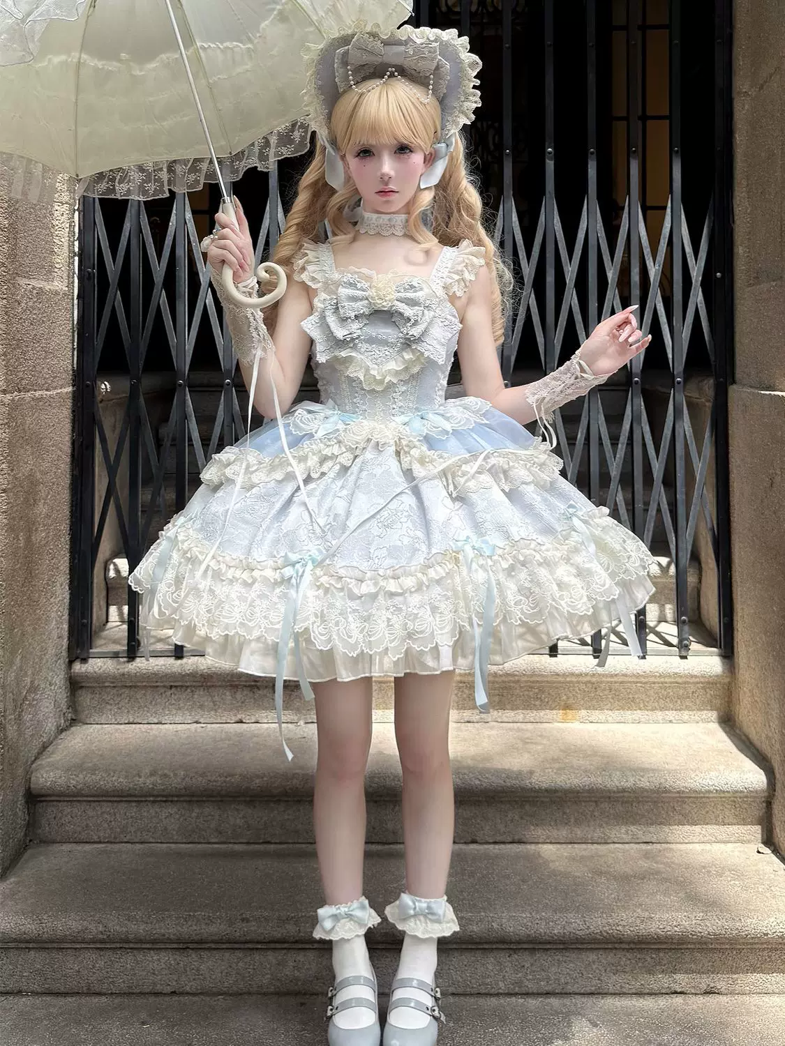 Blooming Love - Ballet-inspired Sweet Lolita JSK Dress, Lace & Bows - Image 14