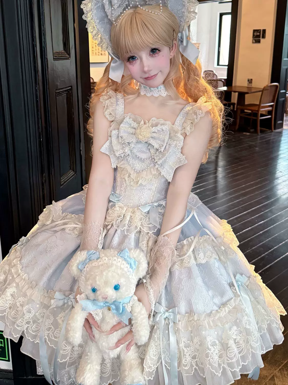Blooming Love - Ballet-inspired Sweet Lolita JSK Dress, Lace & Bows - Image 16