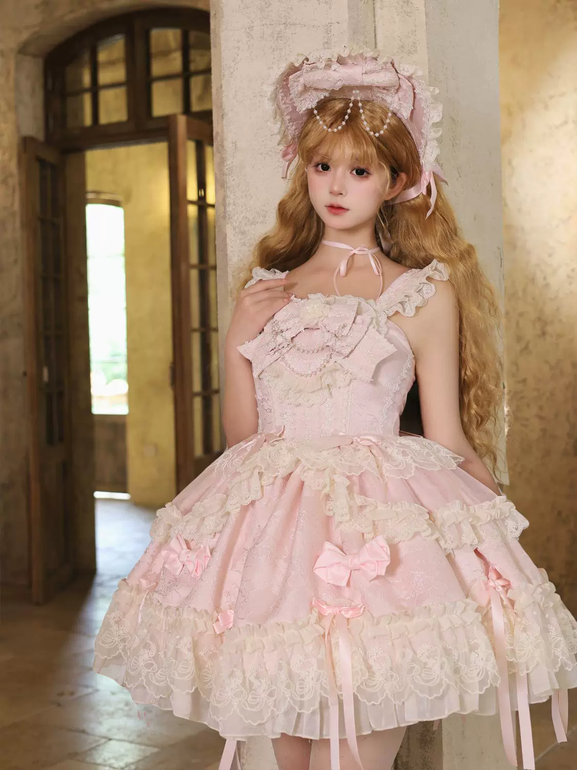 Blooming Love - Ballet-inspired Sweet Lolita JSK Dress, Lace & Bows - Image 2