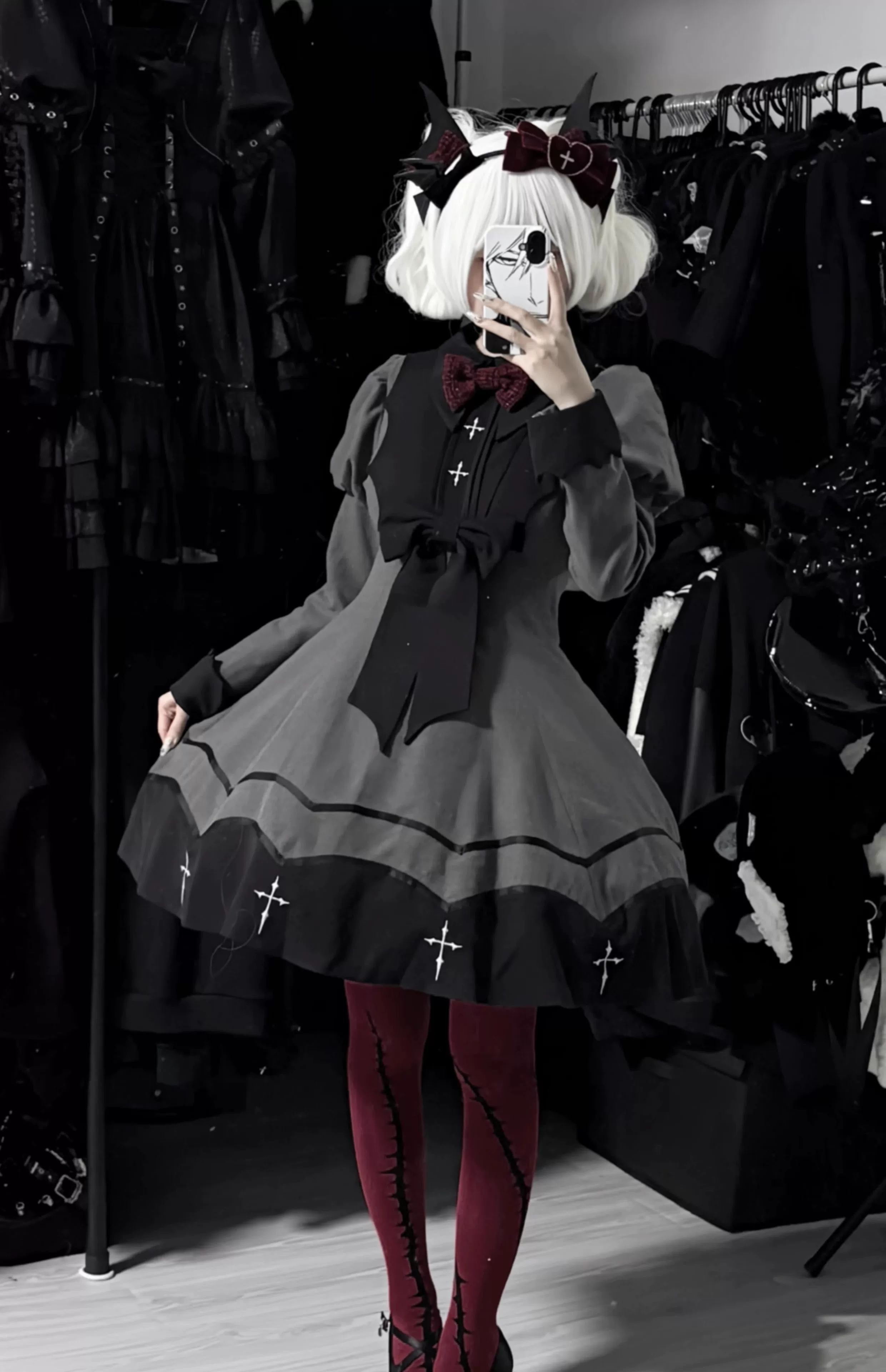 Vampire Princess - Bat-Inspired Halloween Gothic Lolita OP Dress - Image 17
