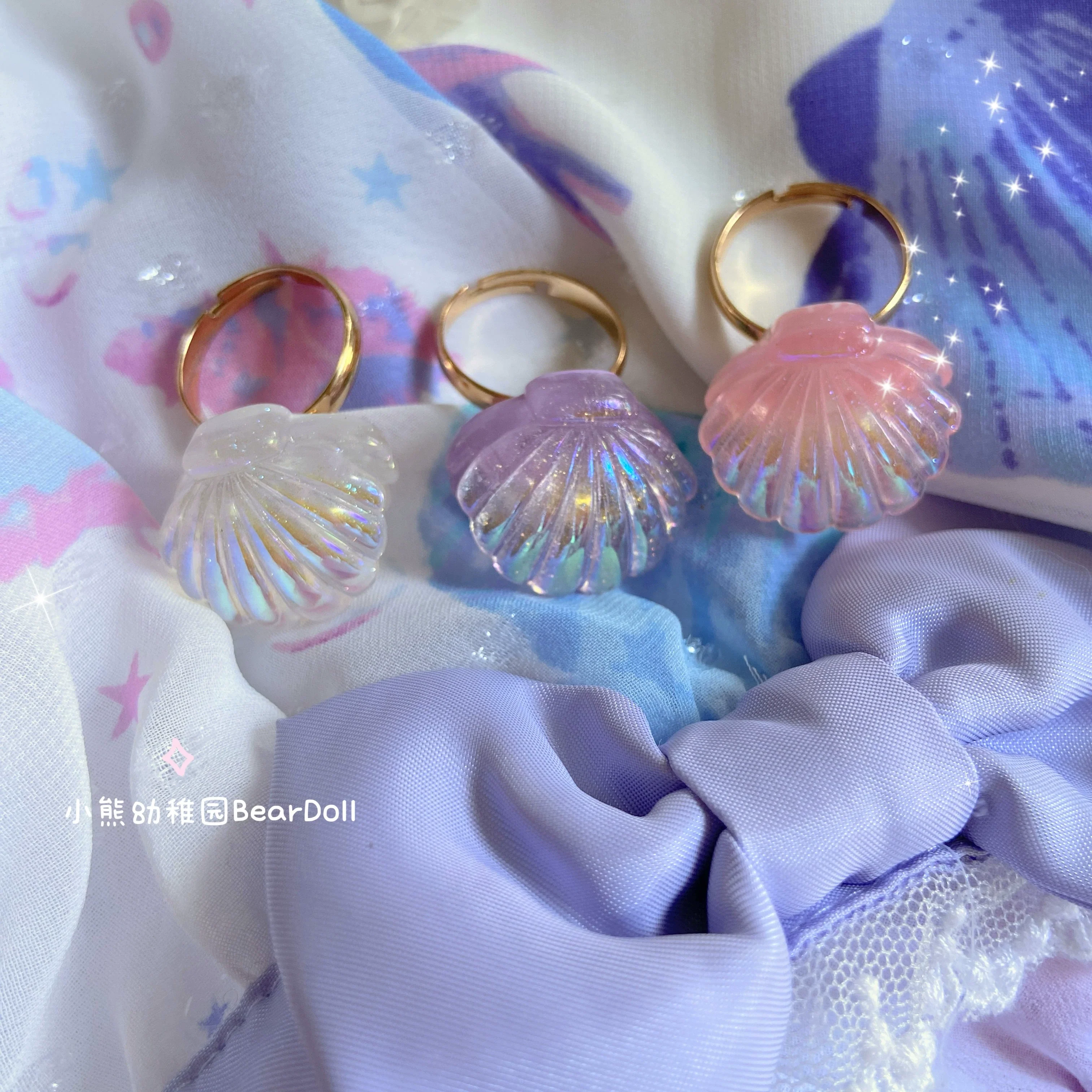 Bear Doll - Kawaii Lolita Ring Adjustable Shell Heart Shape Accessories - Image 21