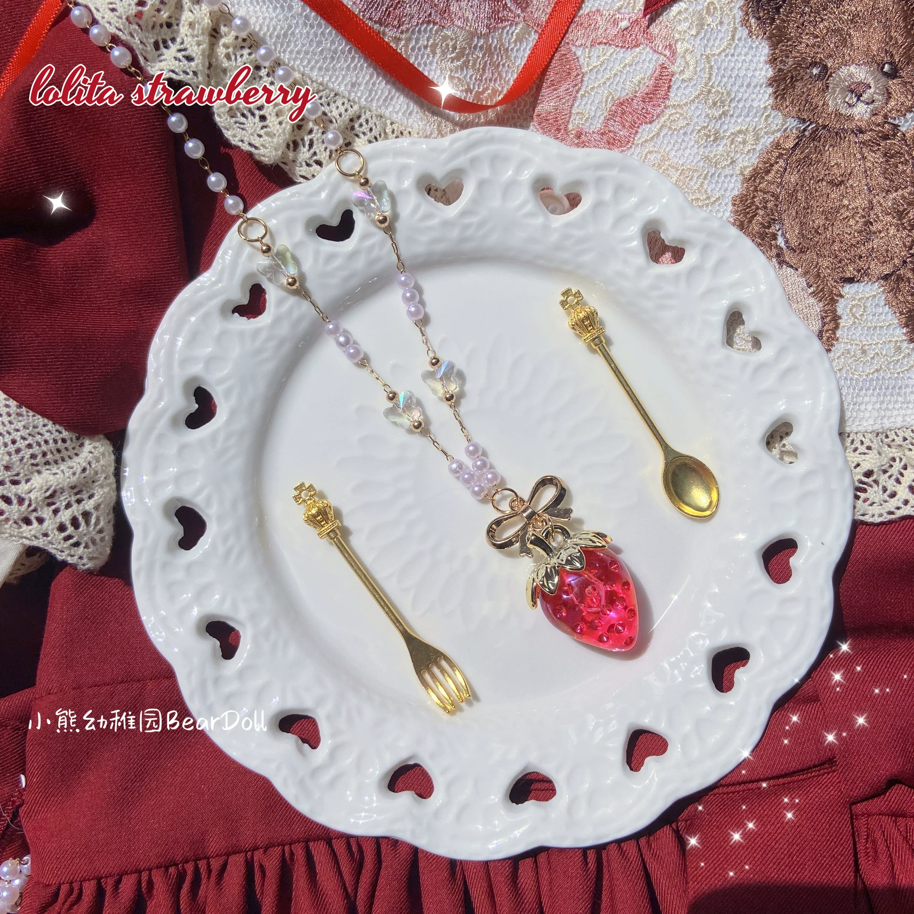 Bear Doll - Sweet Lolita Necklace Strawberry Charlotte Necklace - Image 10