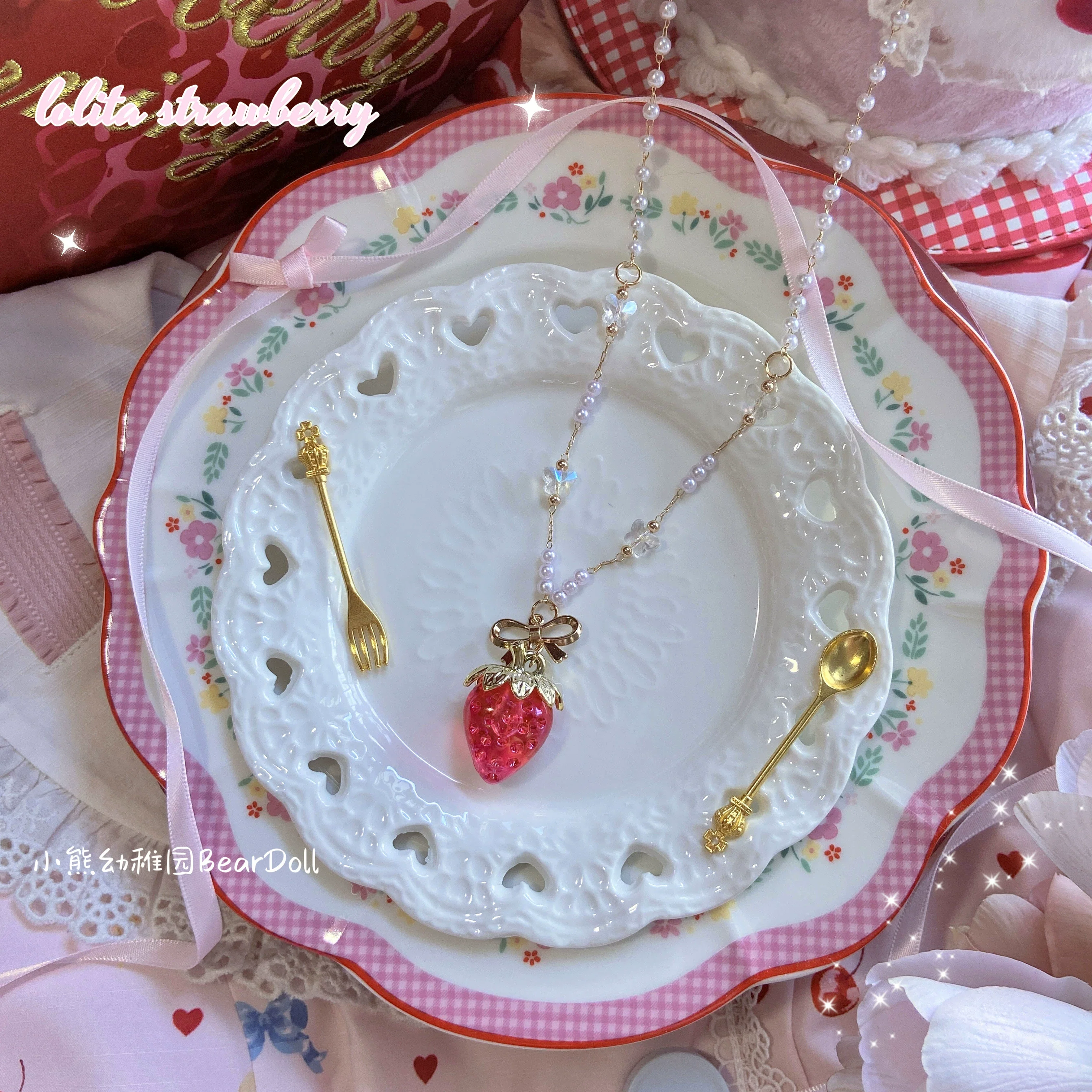 Bear Doll - Sweet Lolita Necklace Strawberry Charlotte Necklace - Image 12