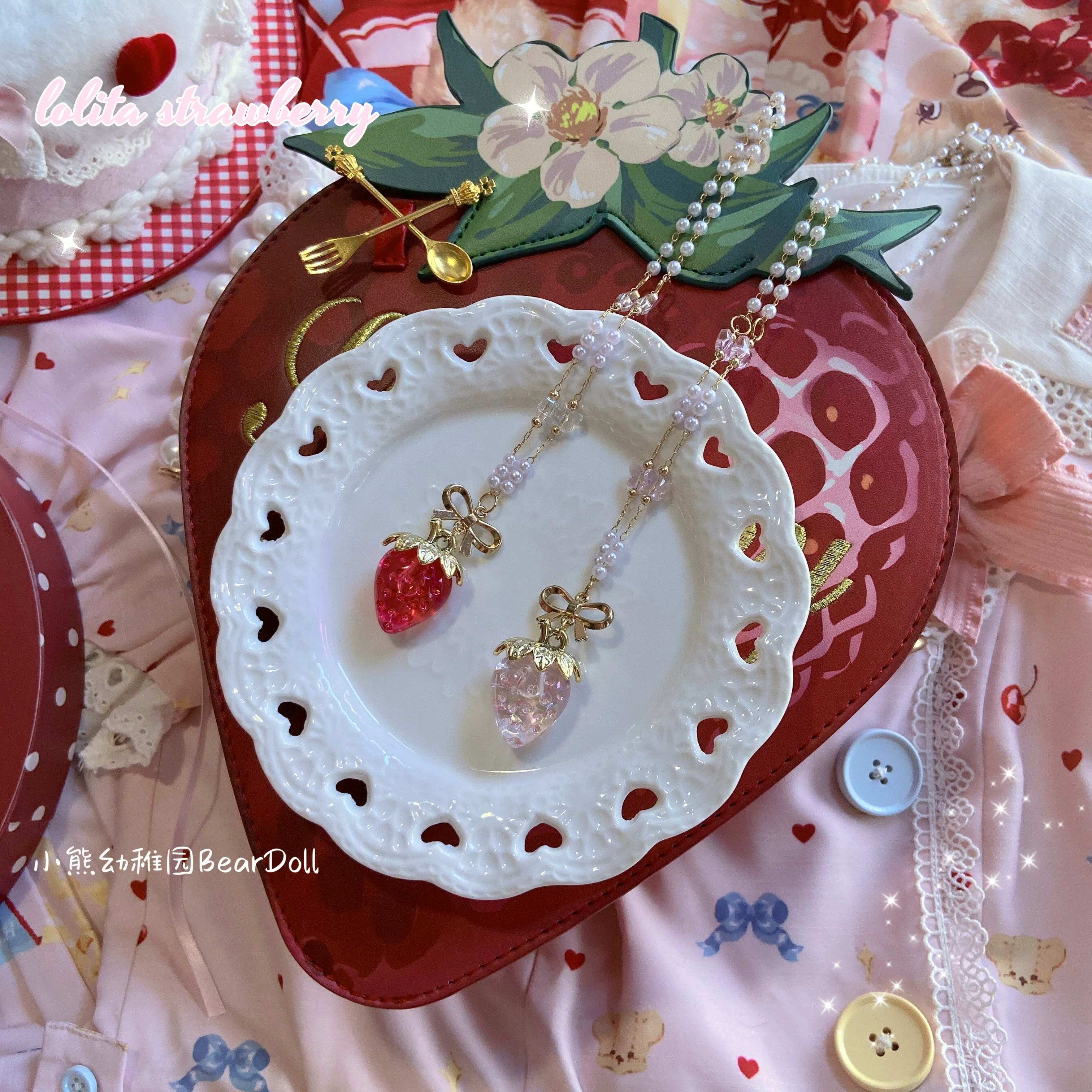 Bear Doll - Sweet Lolita Necklace Strawberry Charlotte Necklace - Image 8