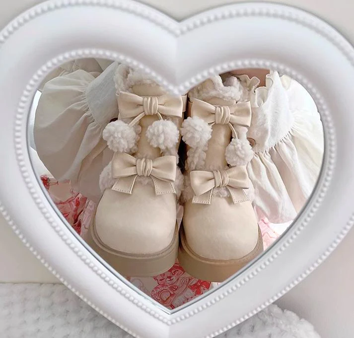Beauty Bunny - Furry Bear - Winter Cute Lolita Shoes Short Snow Boots - Image 11